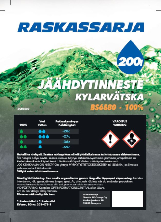 RASKASSARJA JÄÄHDYTINNESTE VIHREÄ BS6580 200LTYNNYRI, SILIKAATTIVAPAA RS80200