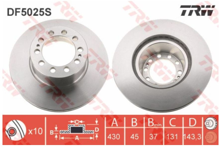 TRW JARRULEVY MERCEDES ACTROS MP2 430MM DF5025S