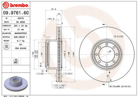 BREMBO JARRULEVY IVECO DAILY 35 294X24MM 09976160